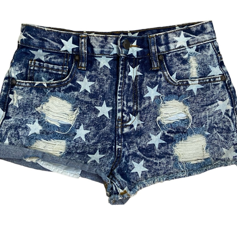 Forever 21 Starry Distressed Denim Shorts